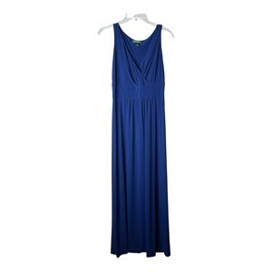 Lauren Ralph Lauren Women’s Sleeveless Surplice Wrap Top Maxi Royal Blue SZ6
